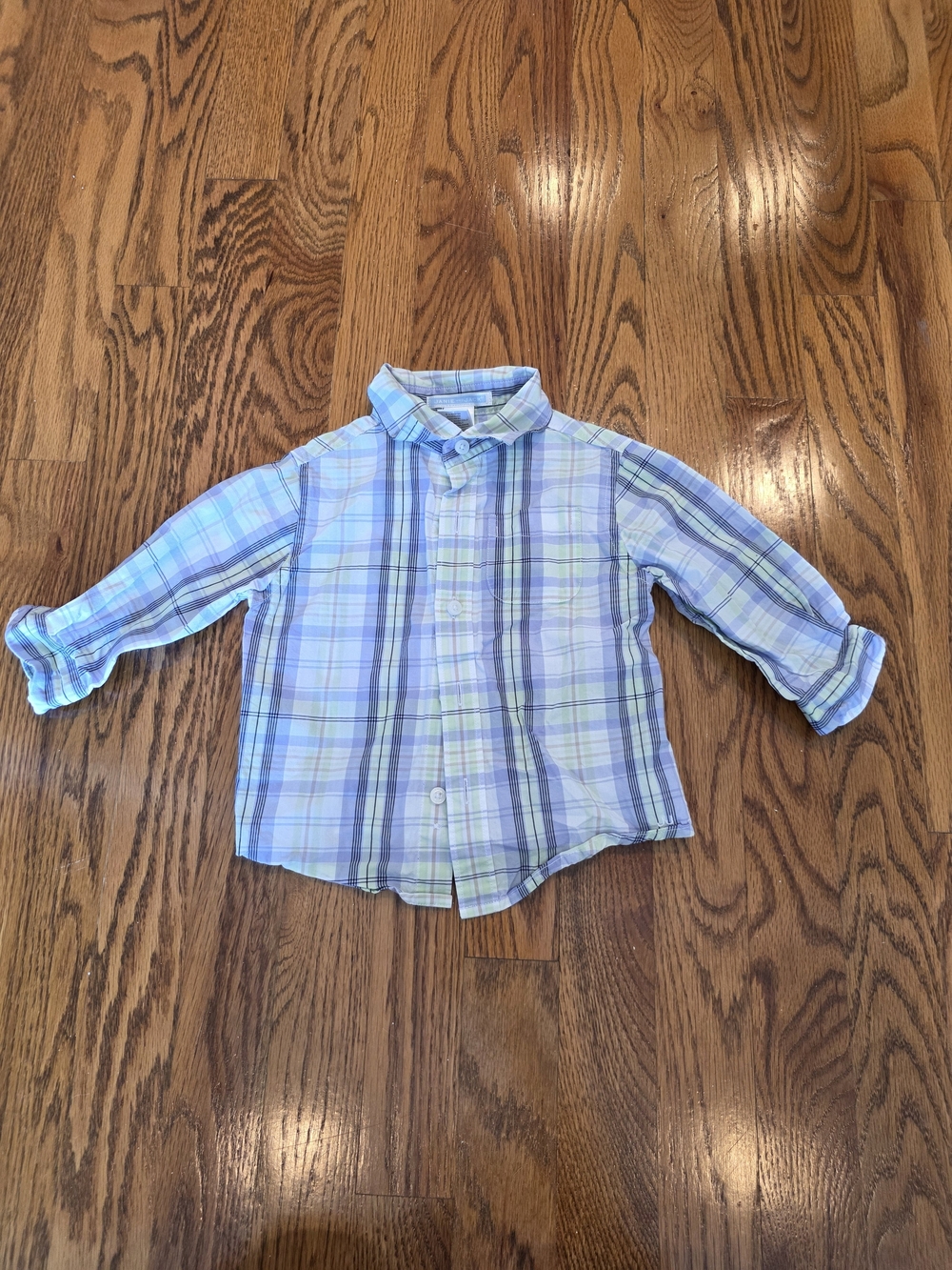 Janie and Jack Purple & Green Plaid Roll-Tab Button-Down Shirt
